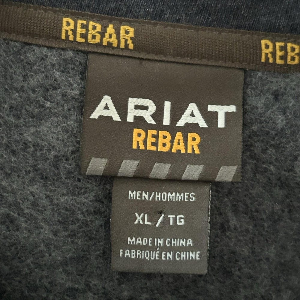 Ariat Jacket Mens XL Blue Rebar Workman 1/4 Zip Duracanvas Fleece Pullover - Picture 5 of 11